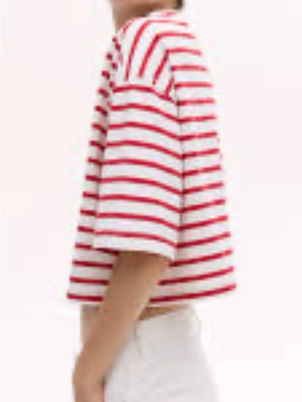 H&M boxy stripe red & white tee. Large